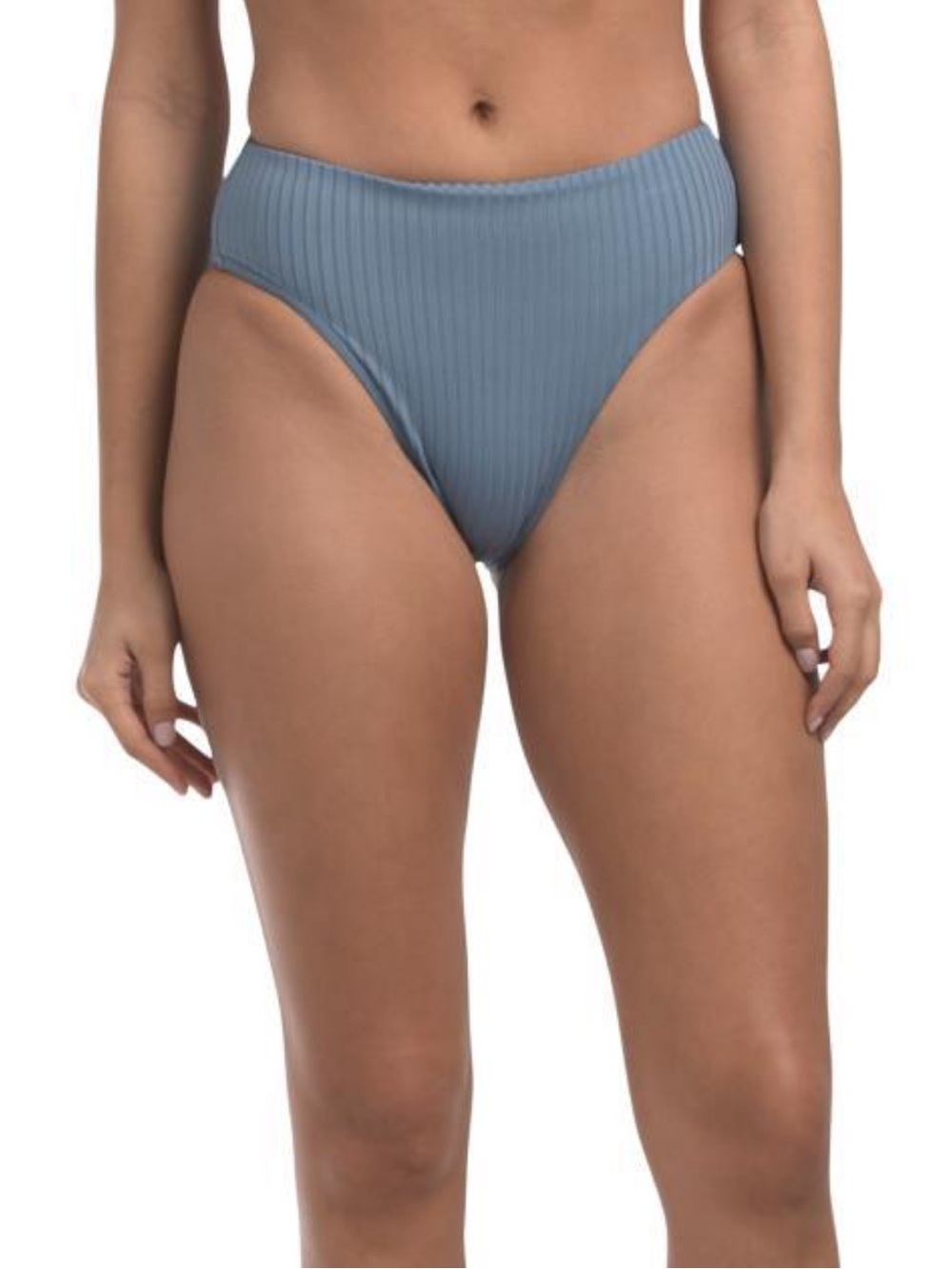L*SPACE High-Waist Ribbed Bikini Bottom - Blue L